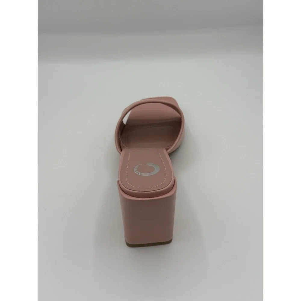Journee‎ Collection Alisia women's 8.5 block heel slide pink vegan leather NEW!
